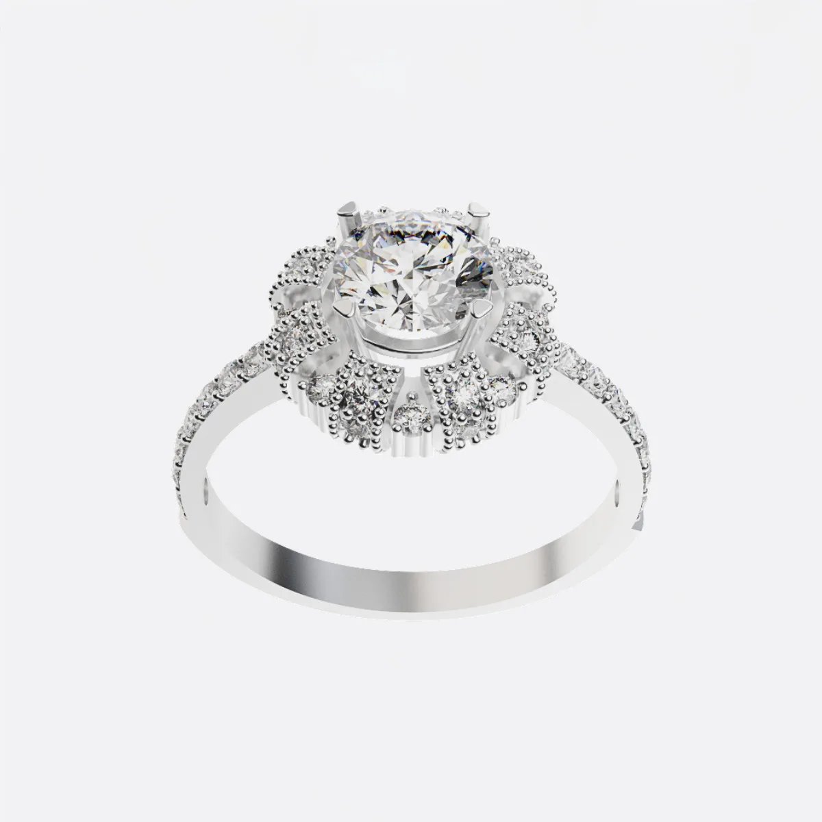 Nhẫn cầu hôn vàng Hồng đá Moissanite NNU225