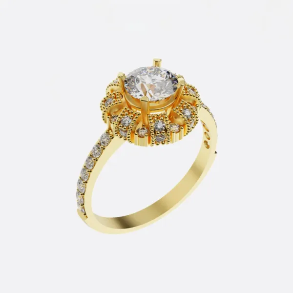 Nhẫn cầu hôn vàng Hồng đá Moissanite NNU225