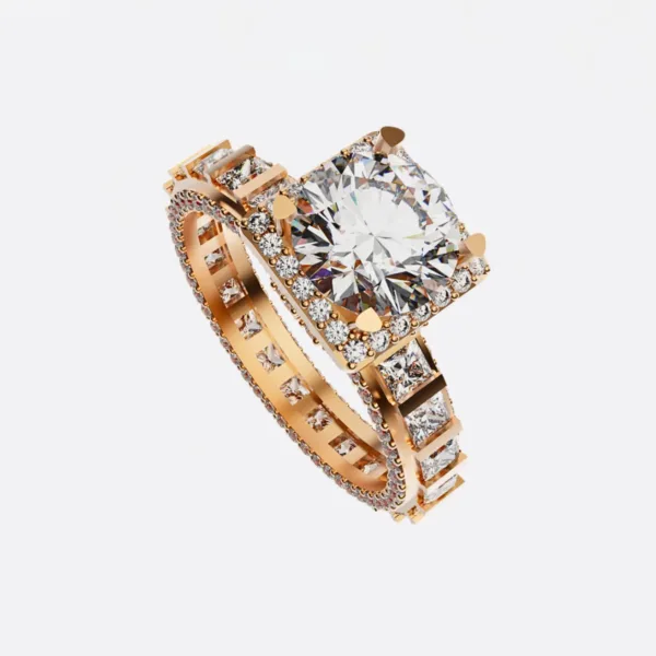 Nhẫn nữ đính hôn vàng Hồng 14K NNU248