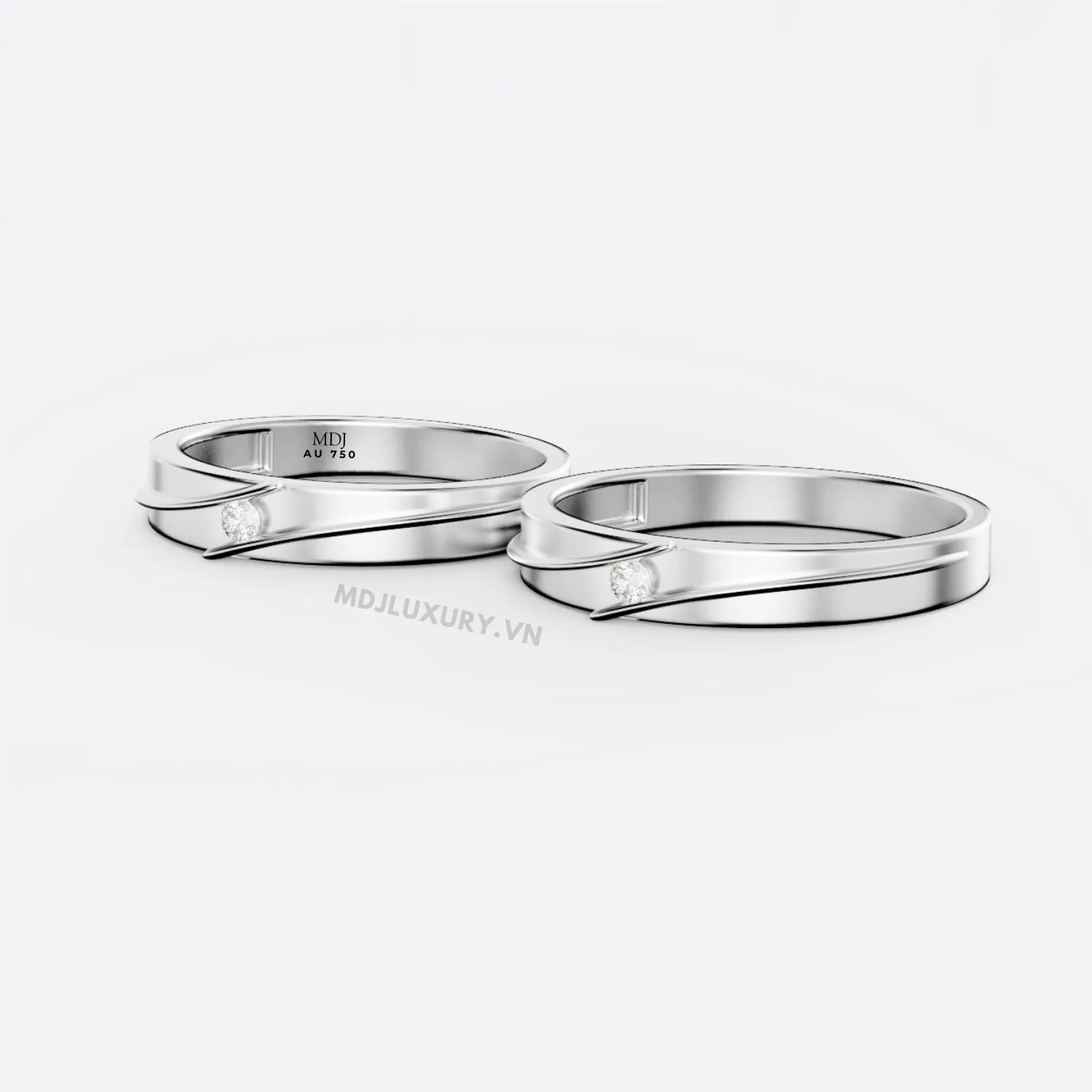 Nhẫn Cưới Vàng Trắng Hà Nội - MDJ LUXURY NC133 - NCK 13