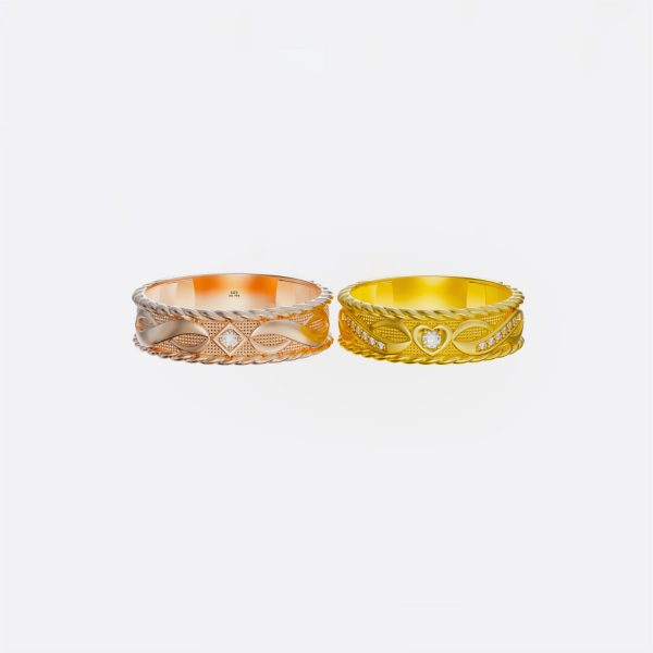 Nhẫn Cưới Vàng Hồng cao cấp 18K NC228