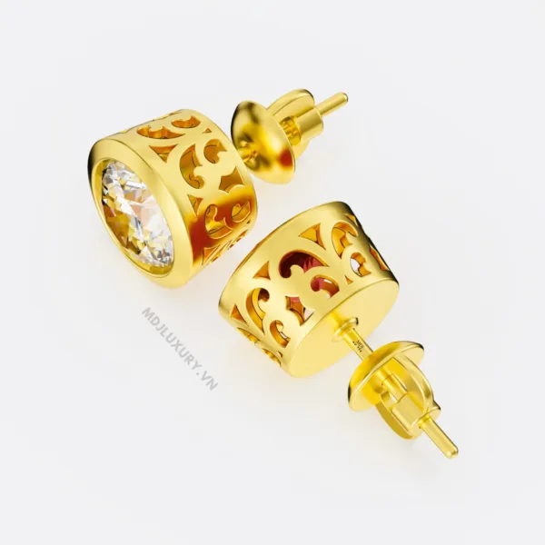 Bông tai vàng 14k kim cương nhân tạo BT43