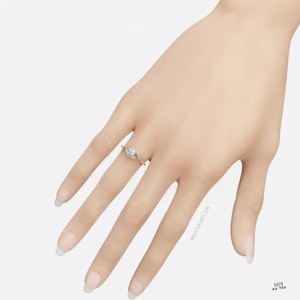 Nhẫn Cầu Hôn Vàng Trắng 18K kim cương thiên nhiên - NNU08