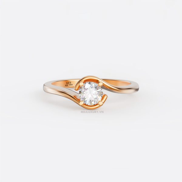 Nhẫn Cầu Hôn Vàng Trắng 18K kim cương thiên nhiên - NNU08