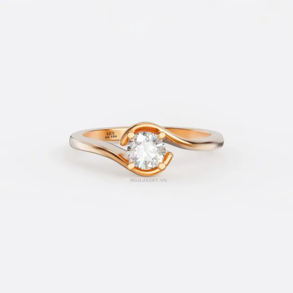 Nhẫn Cầu Hôn Vàng Trắng 18K kim cương thiên nhiên - NNU08