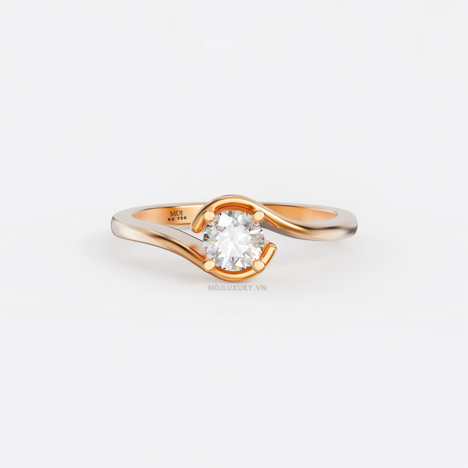 Nhẫn Cầu Hôn Vàng Trắng 18K kim cương thiên nhiên - NNU08