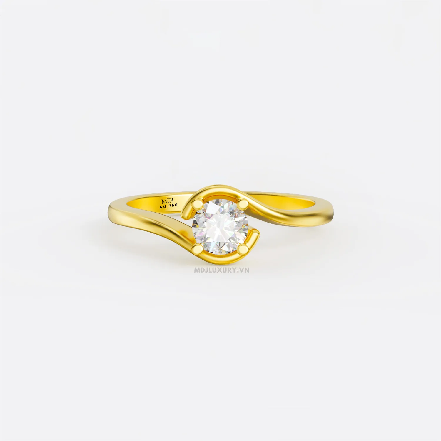 Nhẫn Cầu Hôn Vàng Trắng 18K kim cương thiên nhiên - NNU08