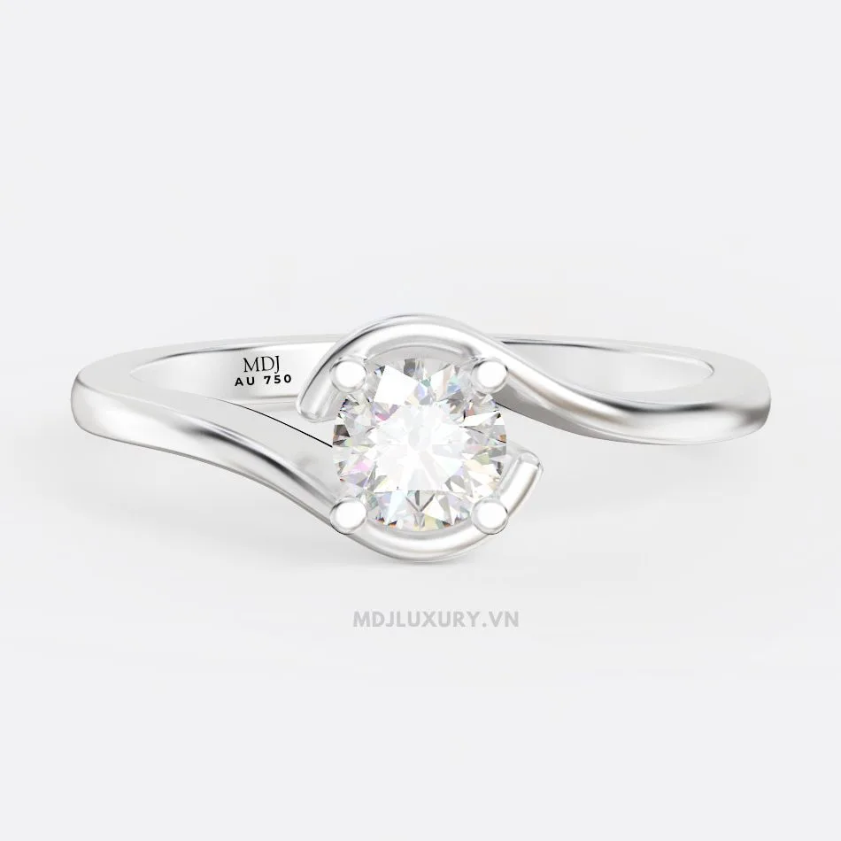 Nhẫn Cầu Hôn Vàng Trắng 18K kim cương thiên nhiên - NNU08