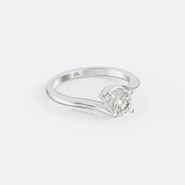 Nhẫn Cầu Hôn Vàng Trắng 18K kim cương thiên nhiên - NNU08