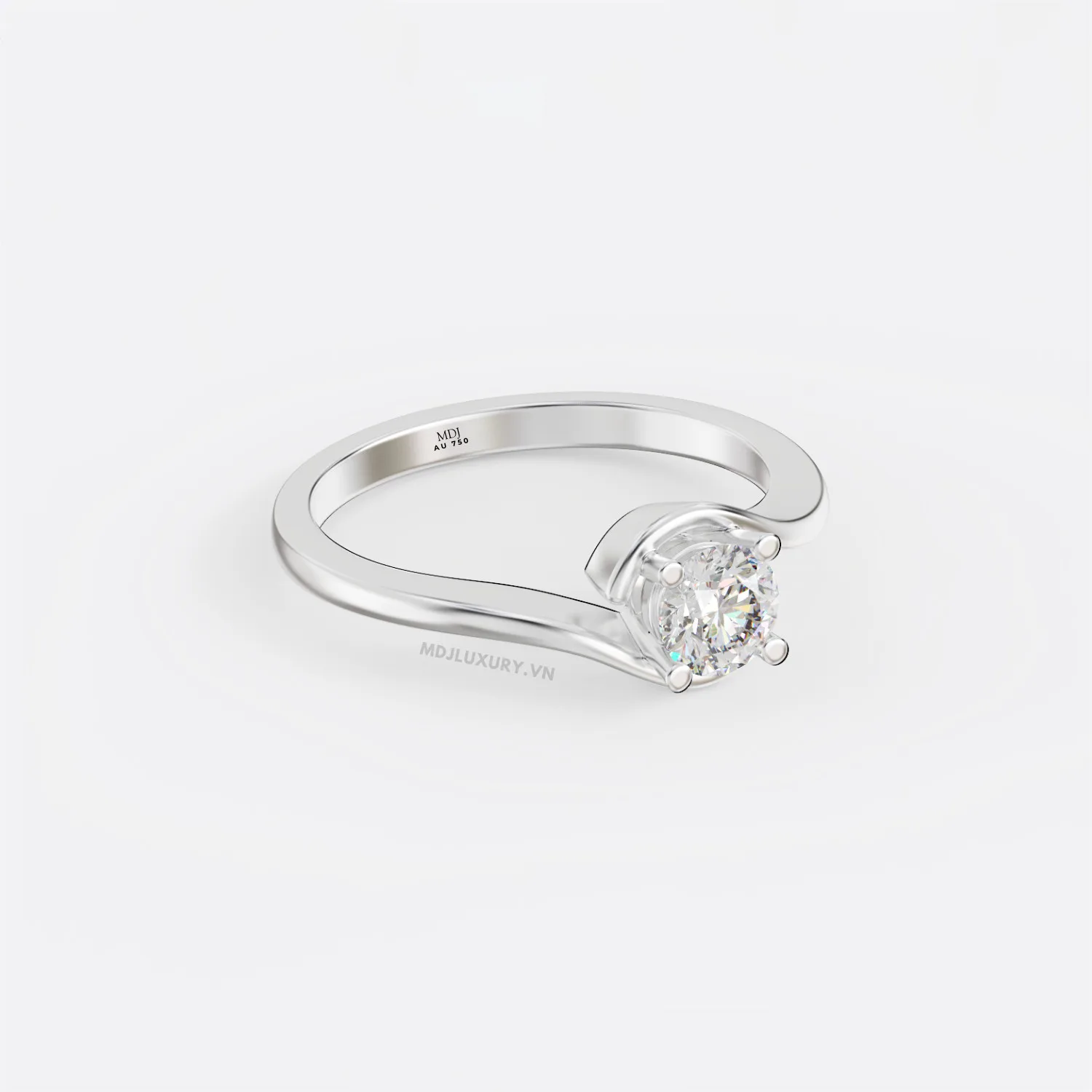 Nhẫn Cầu Hôn Vàng Trắng 18K kim cương thiên nhiên - NNU08