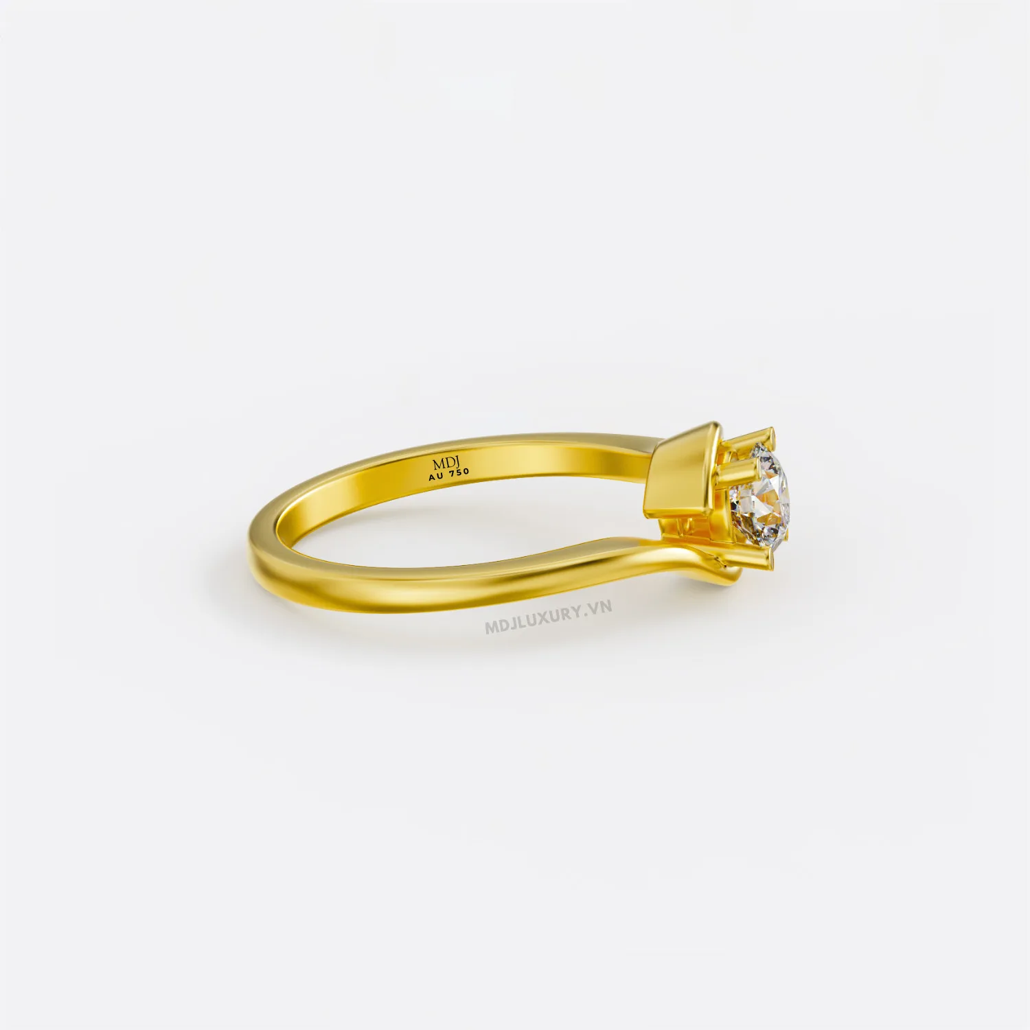 Nhẫn Cầu Hôn Vàng Trắng 18K kim cương thiên nhiên - NNU08