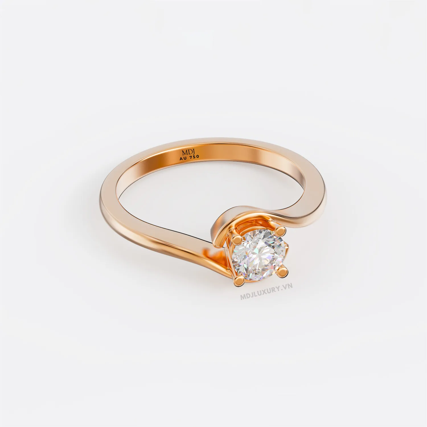 Nhẫn Cầu Hôn Vàng Trắng 18K kim cương thiên nhiên - NNU08