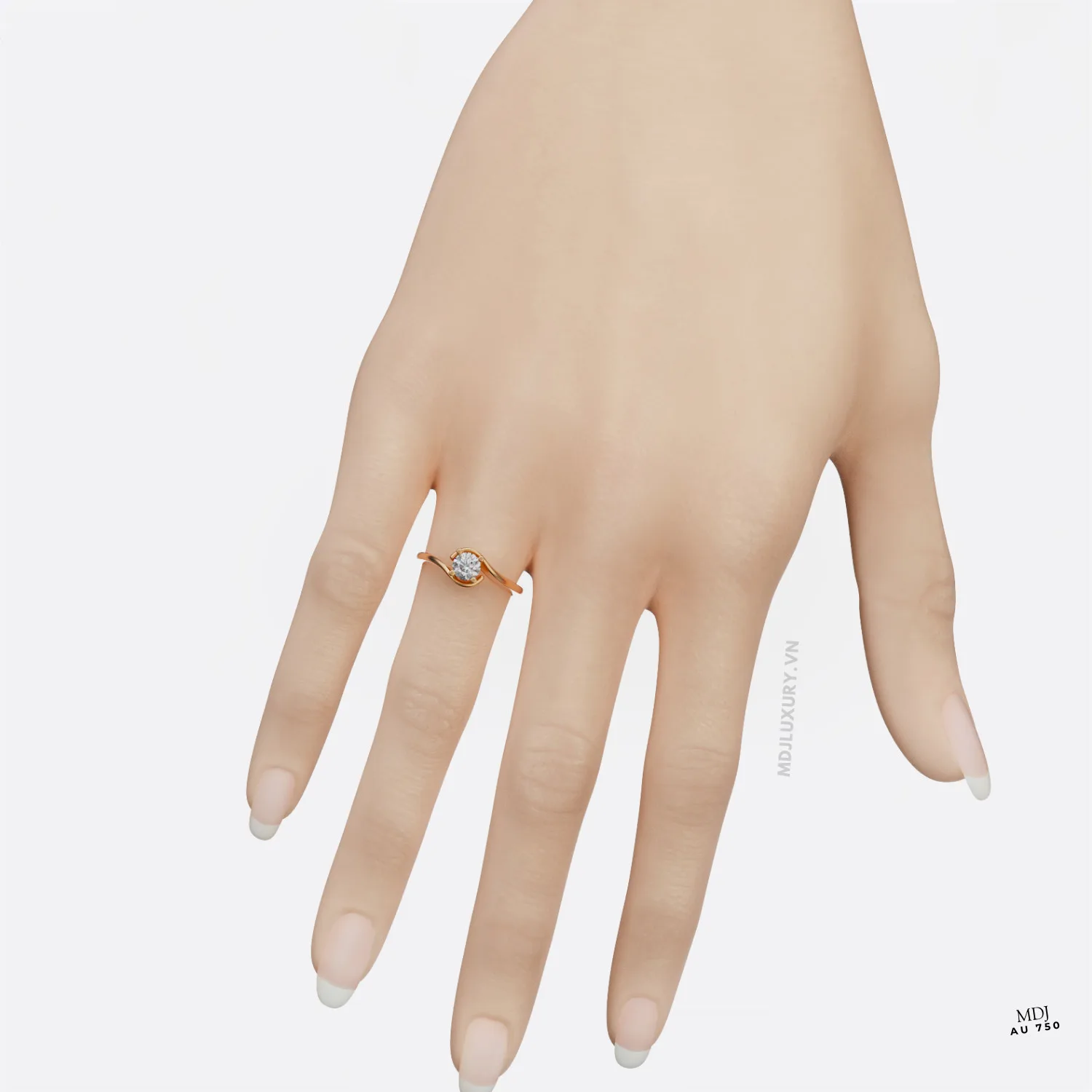 Nhẫn Cầu Hôn Vàng Trắng 18K kim cương thiên nhiên - NNU08