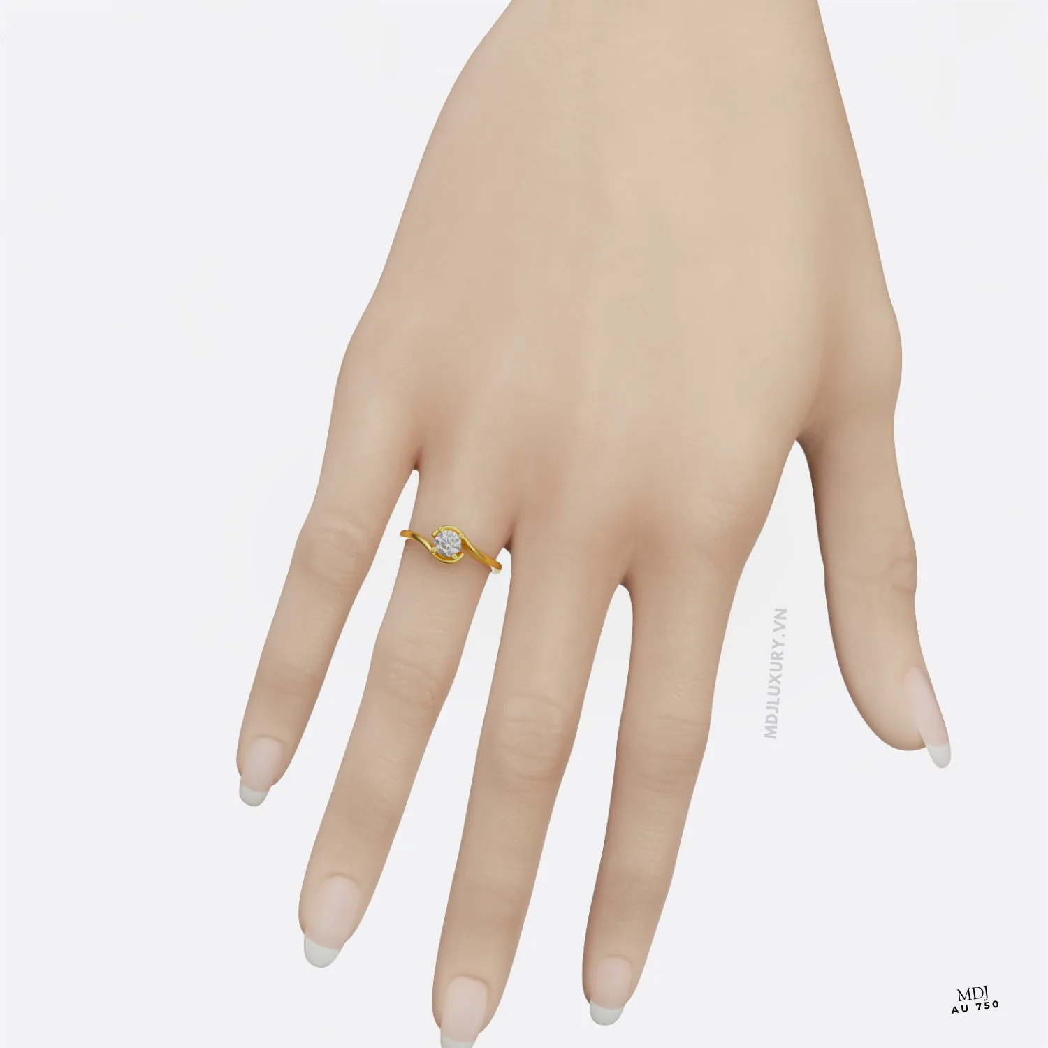 Nhẫn Cầu Hôn Vàng Trắng 18K kim cương thiên nhiên - NNU08