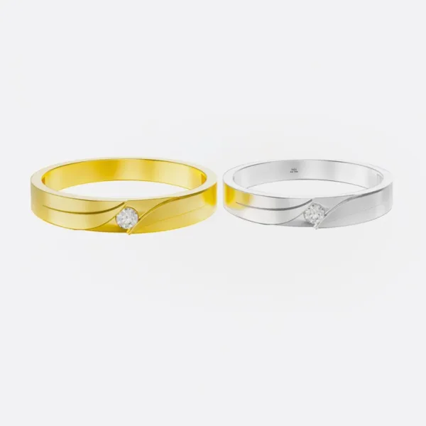 Nhẫn Cặp Kim Cương Vàng Tây 18K - AU750 NC143