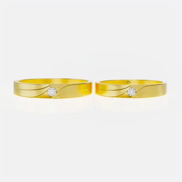 Nhẫn Cặp Kim Cương Vàng Tây 18K - AU750 NC143