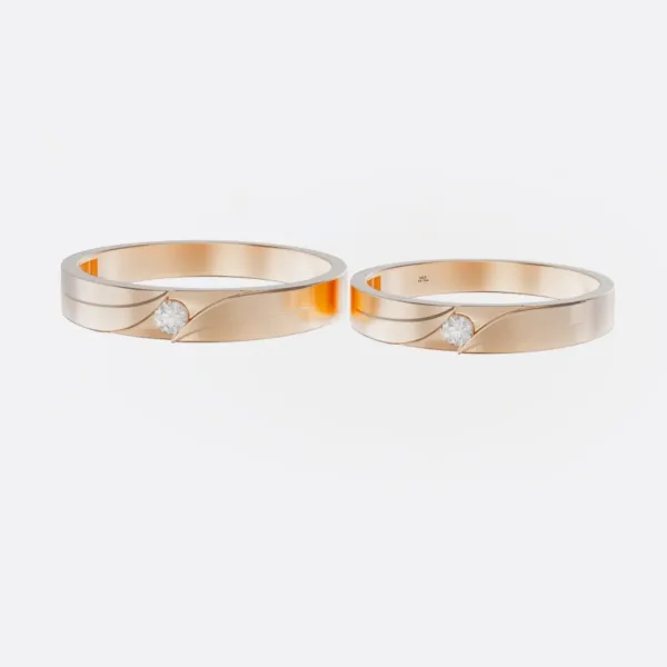 Nhẫn Cặp Kim Cương Vàng Tây 18K - AU750 NC143