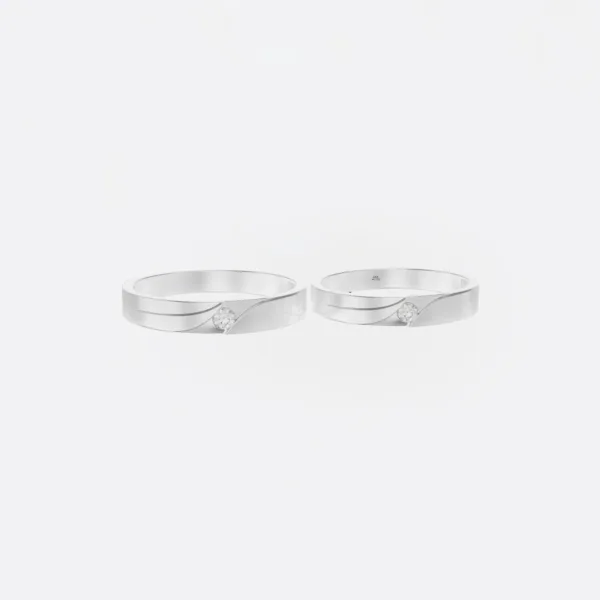 Nhẫn Cặp Kim Cương Vàng Tây 18K - AU750 NC143
