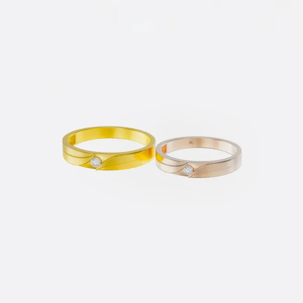 Nhẫn Cặp Kim Cương Vàng Tây 18K - AU750 NC143