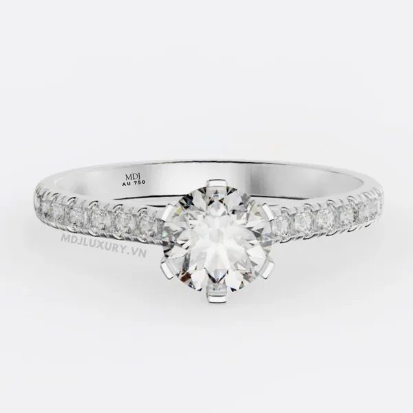 Nhẫn Đính hôn - Cầu Hôn cao cấp Vàng 18K Kim Cương Nhân Tạo NNU209