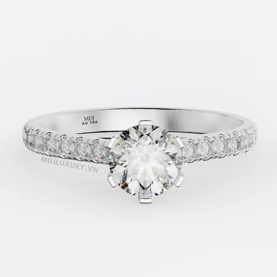 Nhẫn Đính hôn - Cầu Hôn cao cấp Vàng 18K Kim Cương Nhân Tạo NNU209