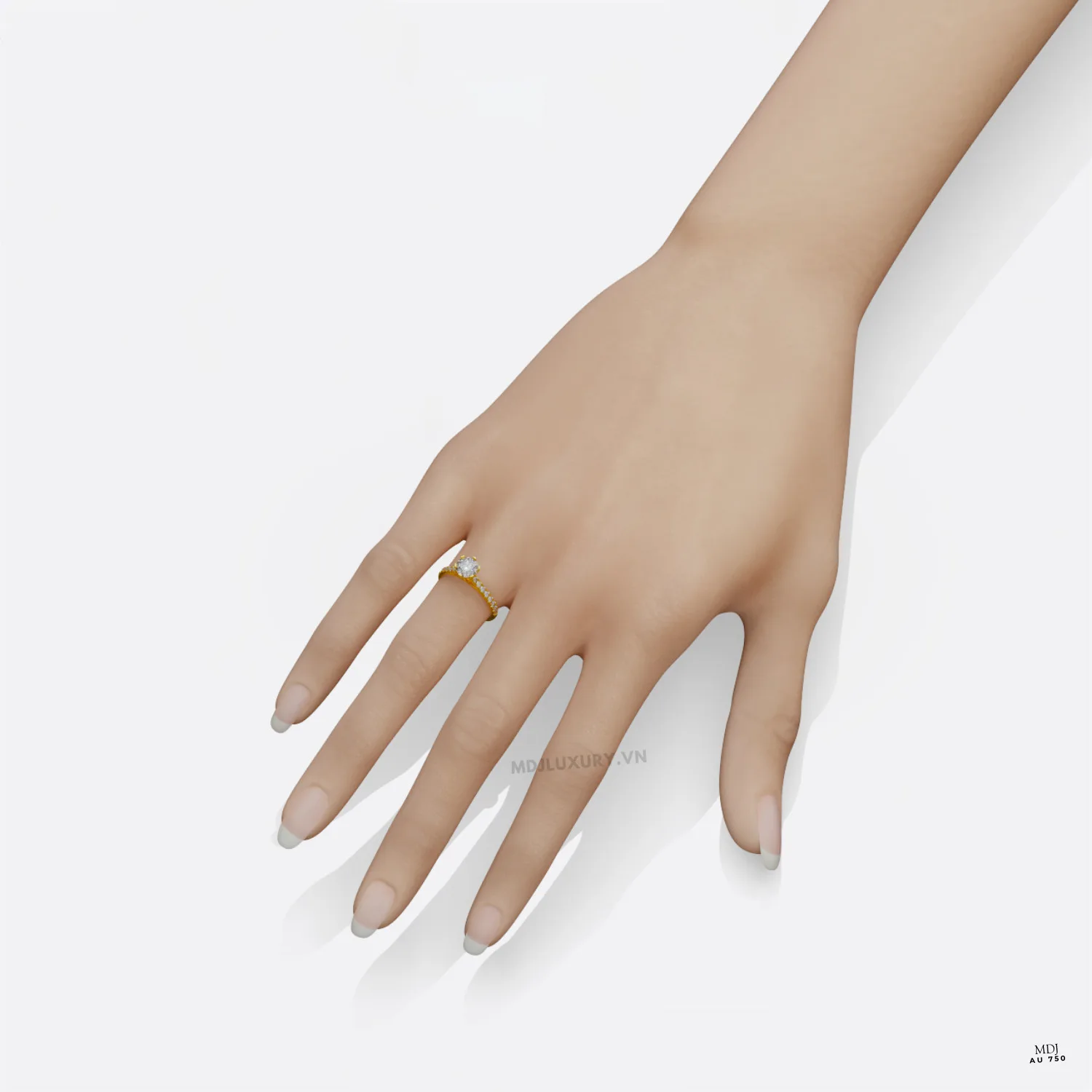 Nhẫn Đính hôn - Cầu Hôn cao cấp Vàng 18K Kim Cương Nhân Tạo NNU209