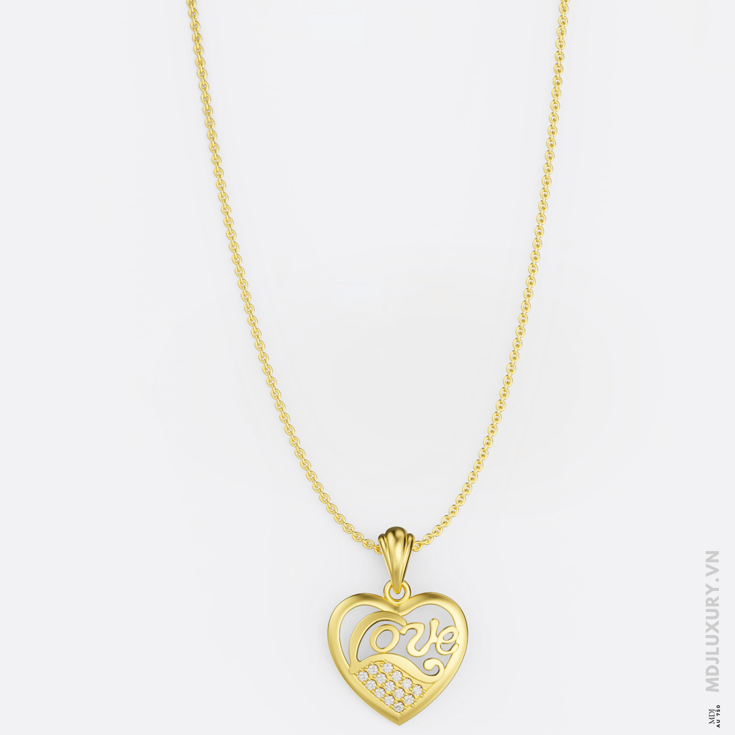 Mặt dây chuyền trái tim kim cương thiên nhiên MDN04