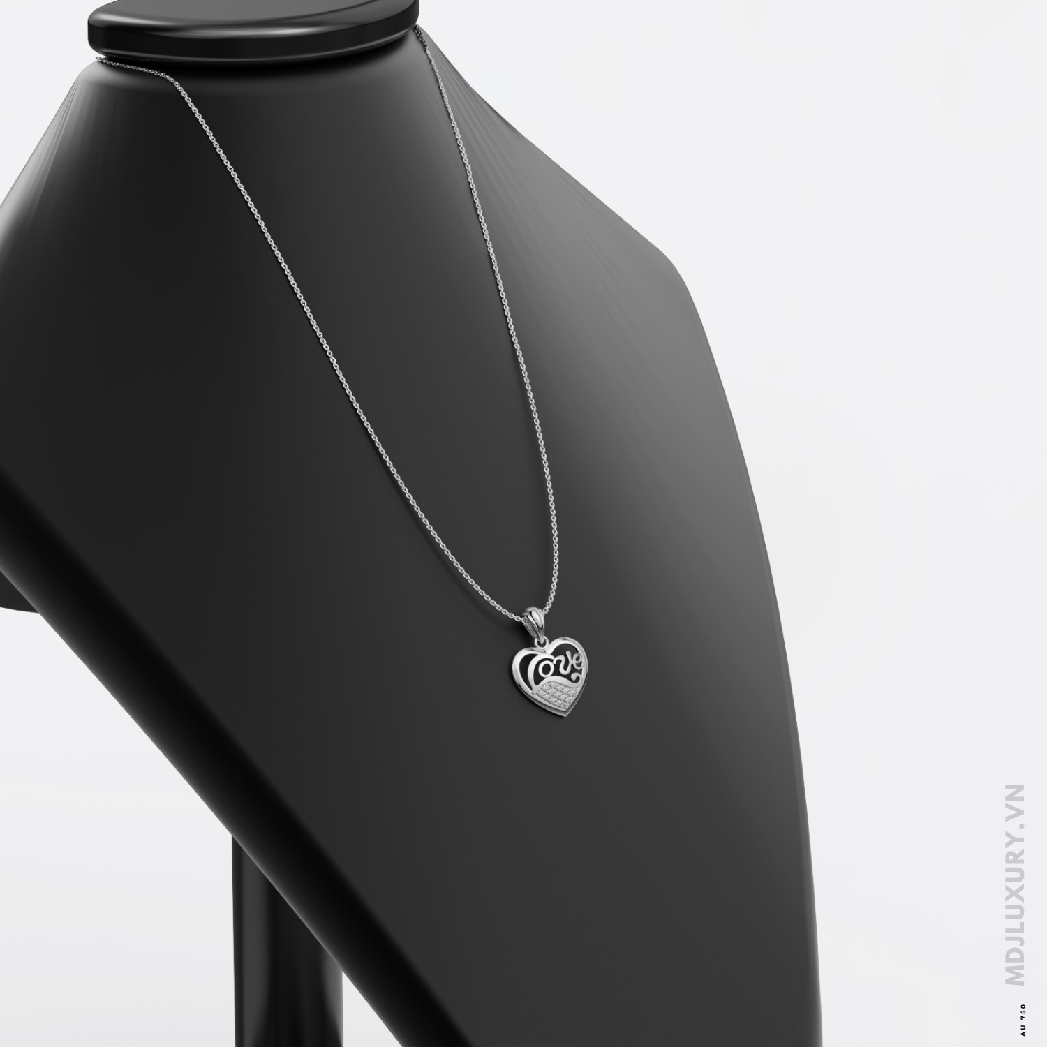Mặt dây chuyền trái tim kim cương thiên nhiên MDN04