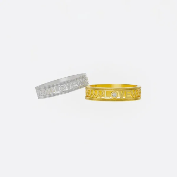 Nhẫn cưới vàng 18K- LOVE - NC03 - MDJ