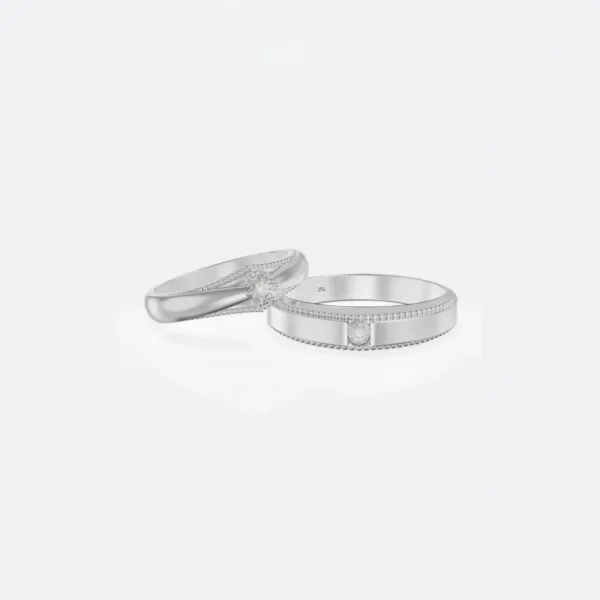 Nhẫn Cưới Vàng Tây Vàng Trắng 18K NC173. Biểu Tượng Tình Yêu Vĩnh Cửu