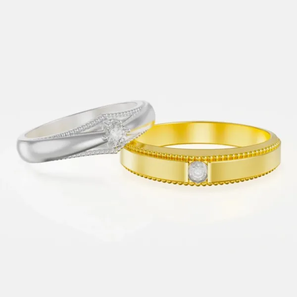 Nhẫn Cưới Vàng Tây Vàng Trắng 18K NC173. Biểu Tượng Tình Yêu Vĩnh Cửu
