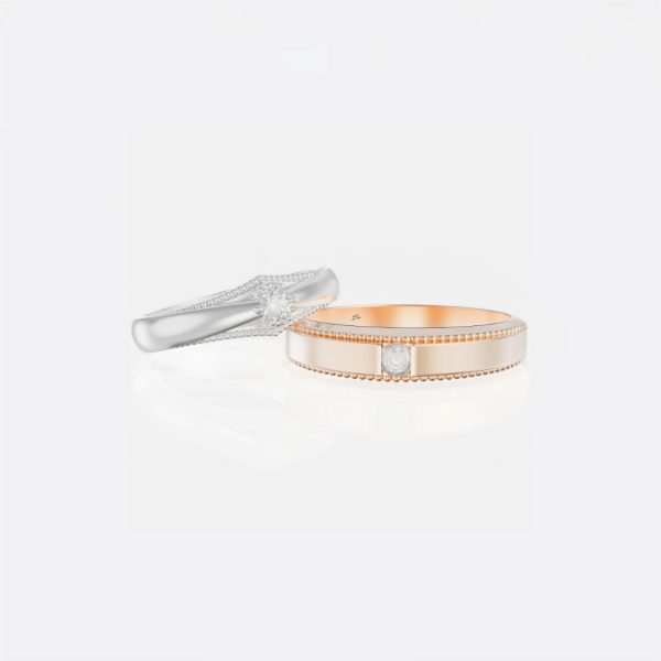 Nhẫn Cưới Vàng Tây Vàng Trắng 18K NC173. Biểu Tượng Tình Yêu Vĩnh Cửu