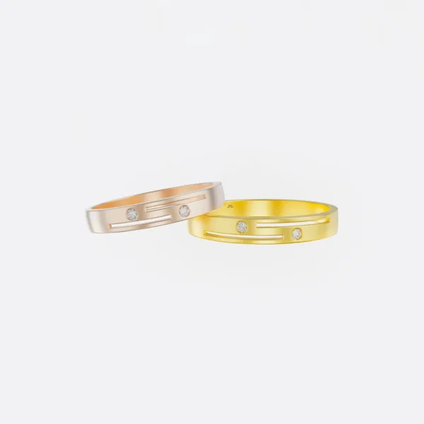 Nhẫn cưới đôi vàng trắng 18K NC33