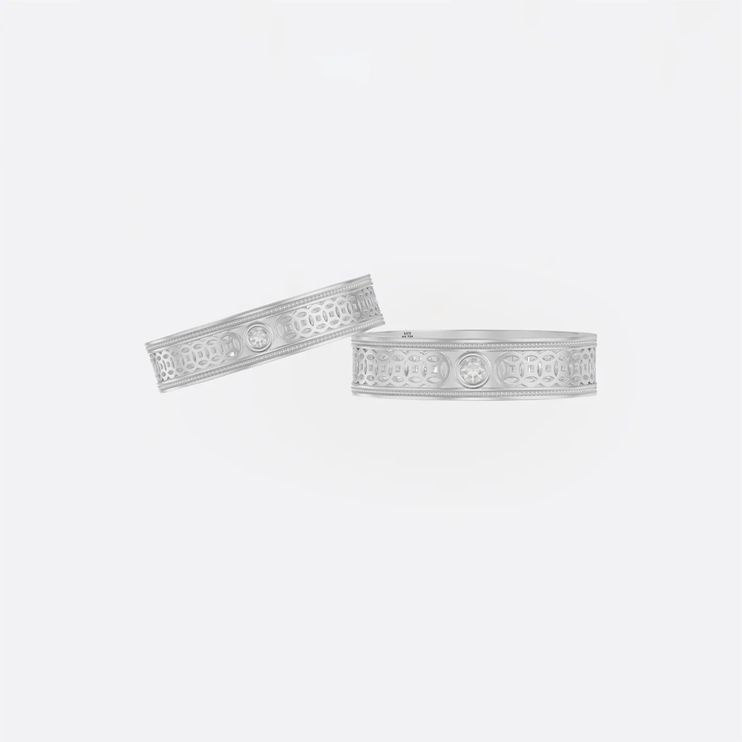 Nhẫn cưới vàng tây - Vàng trắng 18K NC76