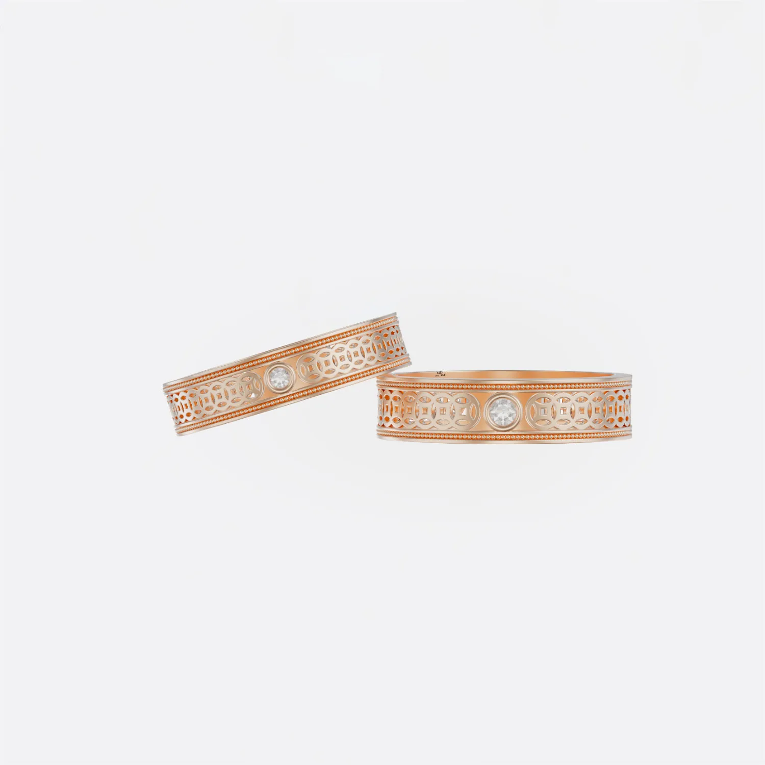 Nhẫn cưới vàng tây - Vàng trắng 18K NC76