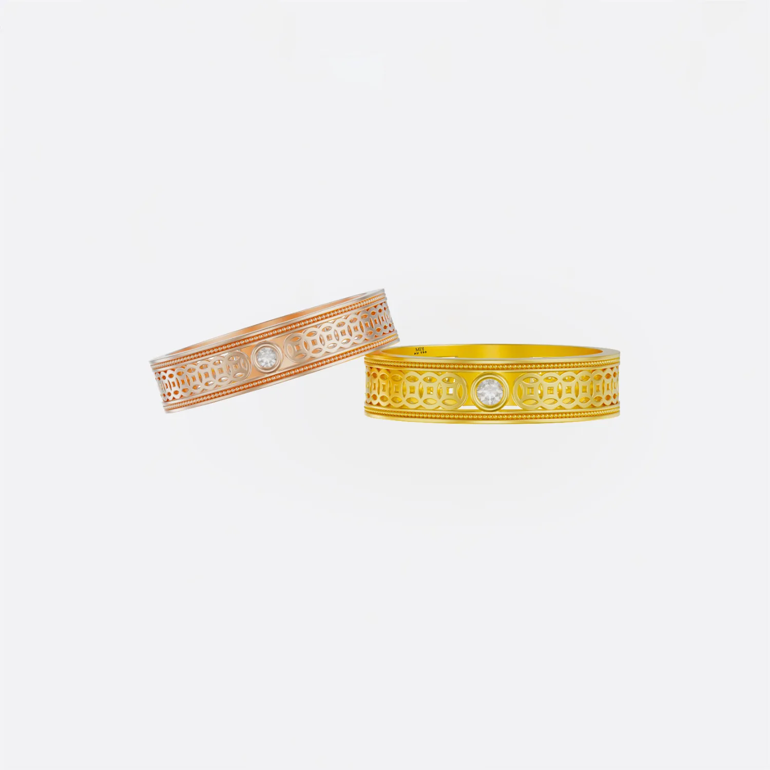 Nhẫn cưới vàng tây - Vàng trắng 18K NC76