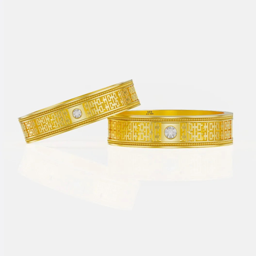 Nhẫn cưới vàng 18K Chữ Hỷ - Song Hỷ Lâm Môn - NC127
