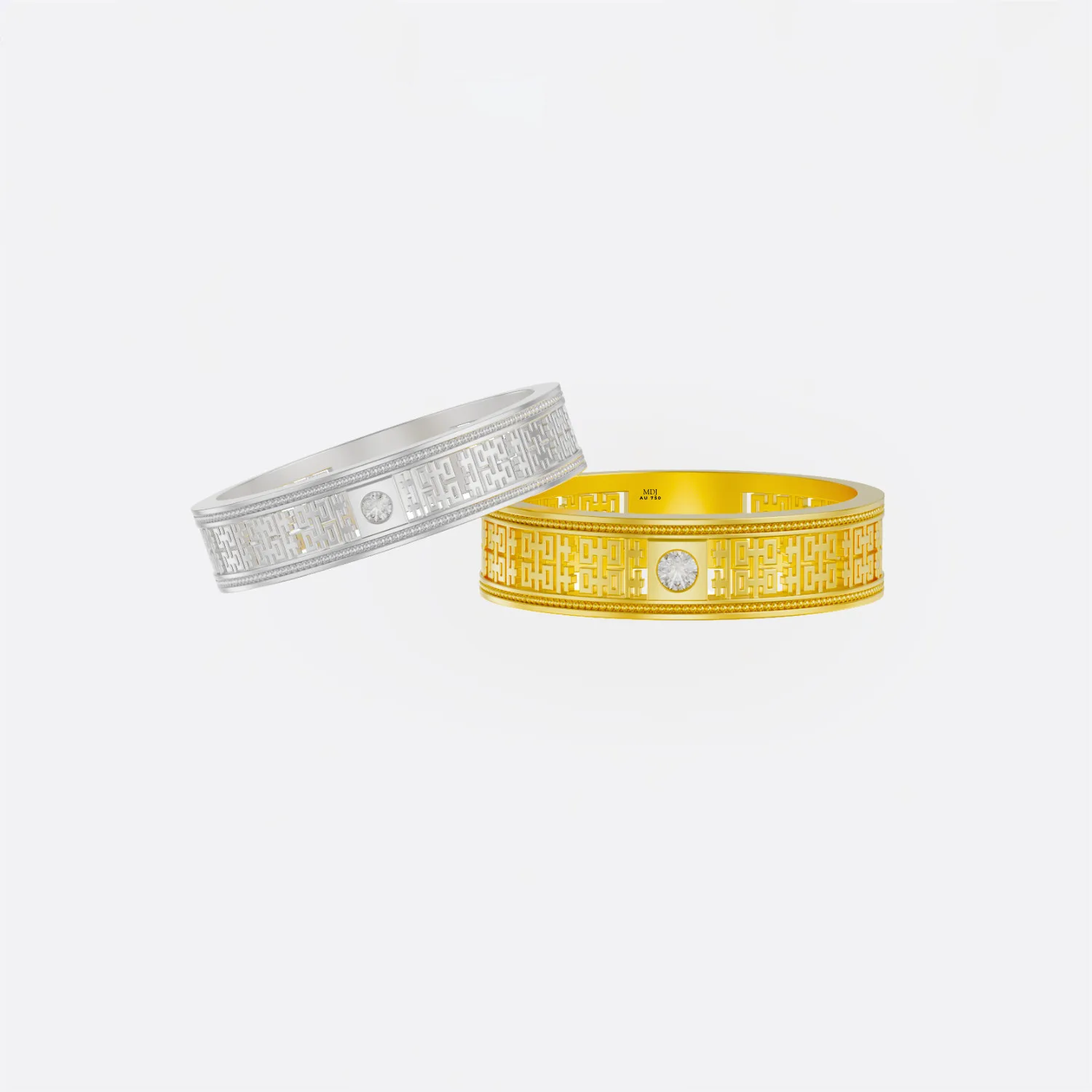 Nhẫn cưới vàng 18K Chữ Hỷ - Song Hỷ Lâm Môn - NC127