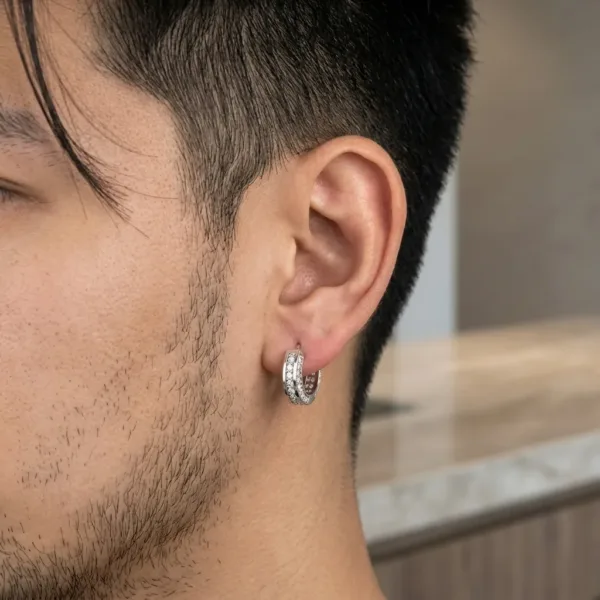 Bông Tai Nam Kim Cương Nhân Tạo moissanite HT35