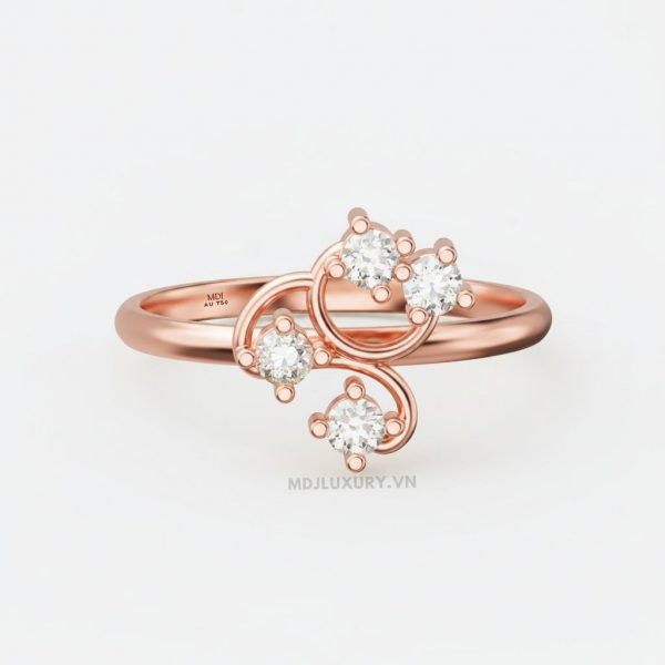 Nhẫn nữ đính hôn vàng trắng 18K thanh lịch MDJ flower F006 19 Nhẫn nữ đính hôn vàng trắng 18K thanh lịch MDJ flower F006