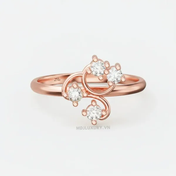 Nhẫn nữ đính hôn vàng trắng 18K thanh lịch MDJ flower F006