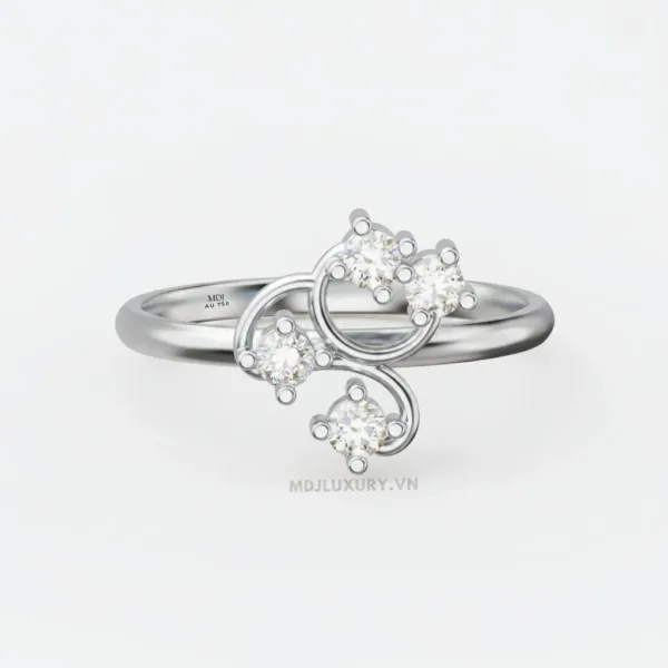 Nhẫn nữ đính hôn vàng trắng 18K thanh lịch MDJ flower F006