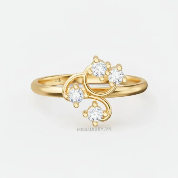 Nhẫn nữ đính hôn vàng trắng 18K thanh lịch MDJ flower F006