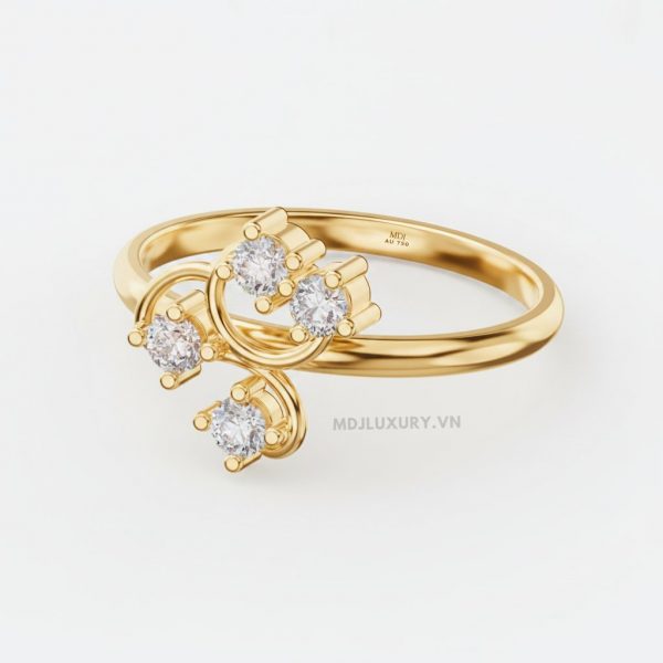 Nhẫn nữ đính hôn vàng trắng 18K thanh lịch MDJ flower F006 13 Nhẫn nữ đính hôn vàng trắng 18K thanh lịch MDJ flower F006