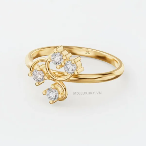 Nhẫn nữ đính hôn vàng trắng 18K thanh lịch MDJ flower F006