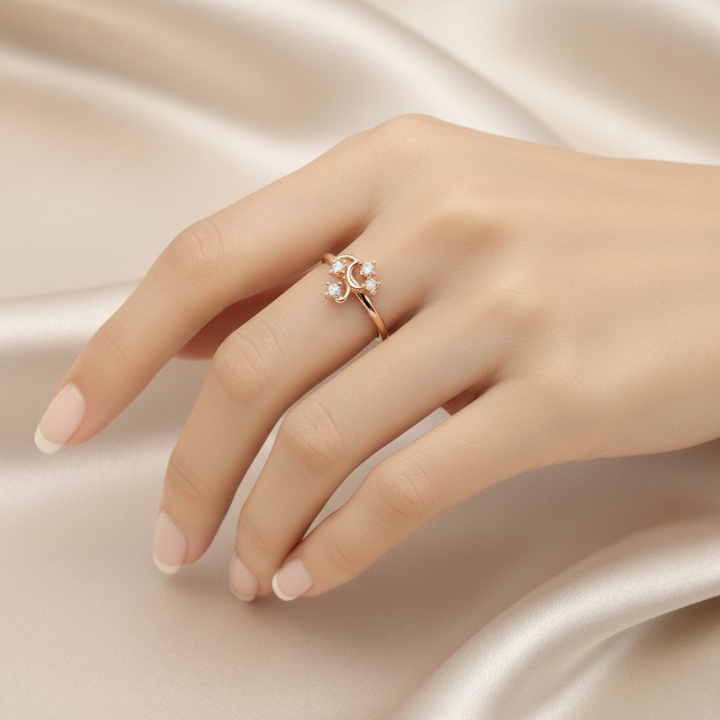 Nhẫn nữ đính hôn vàng trắng 18K thanh lịch MDJ flower F006 10 Nhẫn nữ đính hôn vàng trắng 18K thanh lịch MDJ flower F006