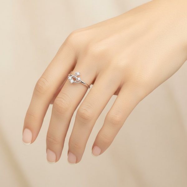 Nhẫn nữ đính hôn vàng trắng 18K thanh lịch MDJ flower F006 21 Nhẫn nữ đính hôn vàng trắng 18K thanh lịch MDJ flower F006