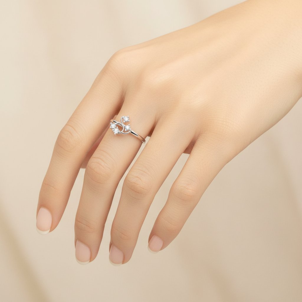 Nhẫn nữ đính hôn vàng trắng 18K thanh lịch MDJ flower F006 11 Nhẫn nữ đính hôn vàng trắng 18K thanh lịch MDJ flower F006
