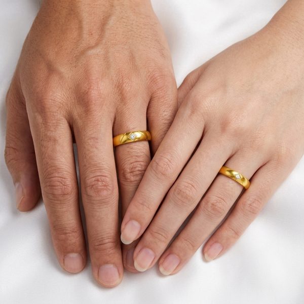 Nhẫn cưới vàng trắng 18K NC157