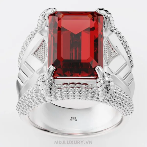 Nhẫn Vàng Nam Móng Rồng Đá Ruby Cao Cấp MDJ NN301